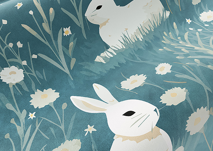 Bunny Meadows, Teal - Roman Blind - Image 4
